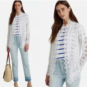 Ralph Lauren Broderie Anglaise Open Front Jacket Size XL New‎